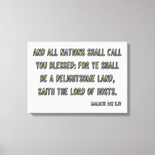Impressão Em Tela Malachi 3:12 Bíblia Verse KJV Wall Art