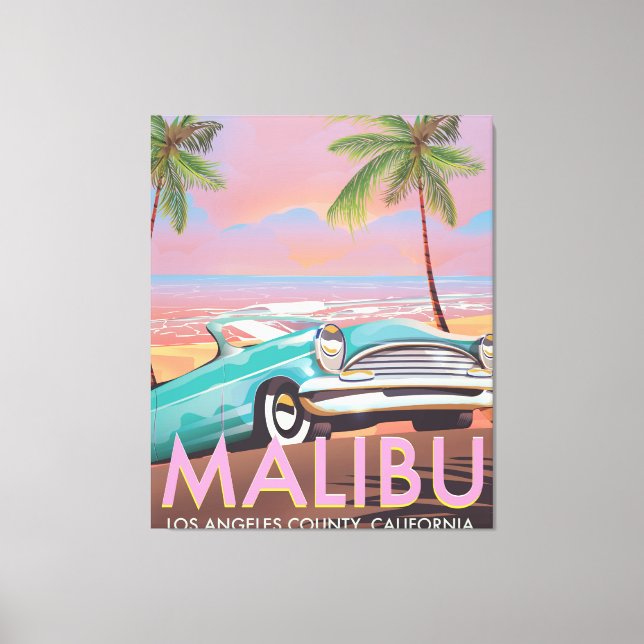Impressão Em Tela Malibu, Los Angeles, poster de viagens da Califórn (Frente)