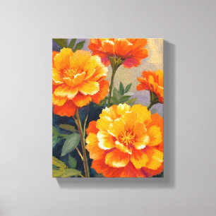Impressão Em Tela Malmequeres Dourados Flores Florais em Aquarela