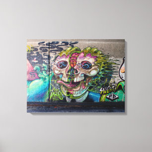 Impressão Em Tela Maluco Grafite Crânio De Horror