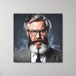Impressão Em Tela Maluco professor com barba