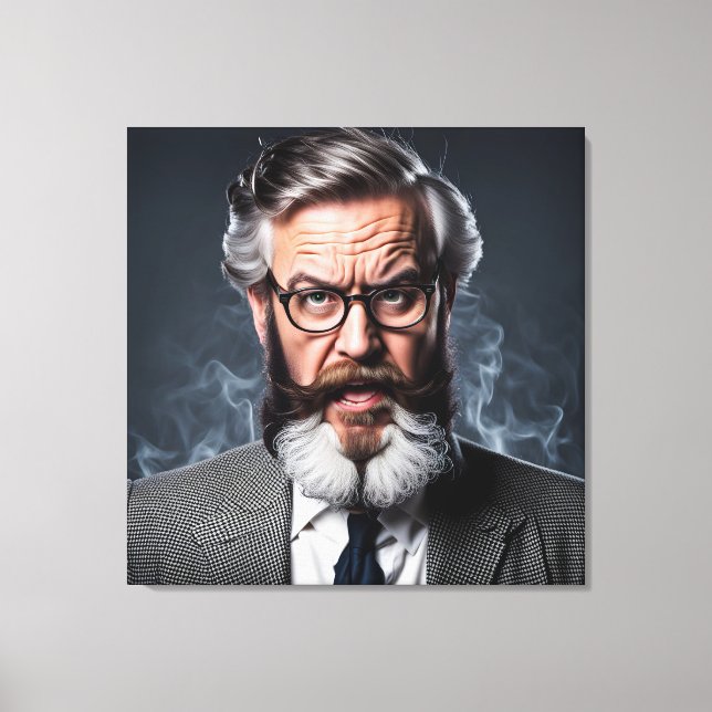 Impressão Em Tela Maluco professor com barba (Frente)