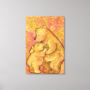 Impressão Em Tela Mamãe e Baby Bear - Amor