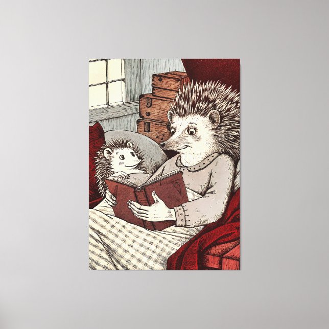 Impressão Em Tela Maman hérison lisant un livre (Frente)