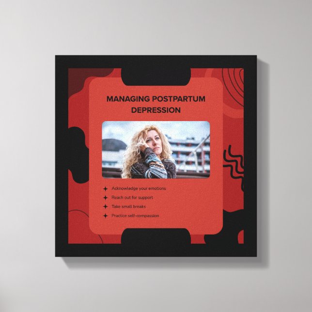 Impressão Em Tela Managing Postpartum Depression Awareness Design (Frente)