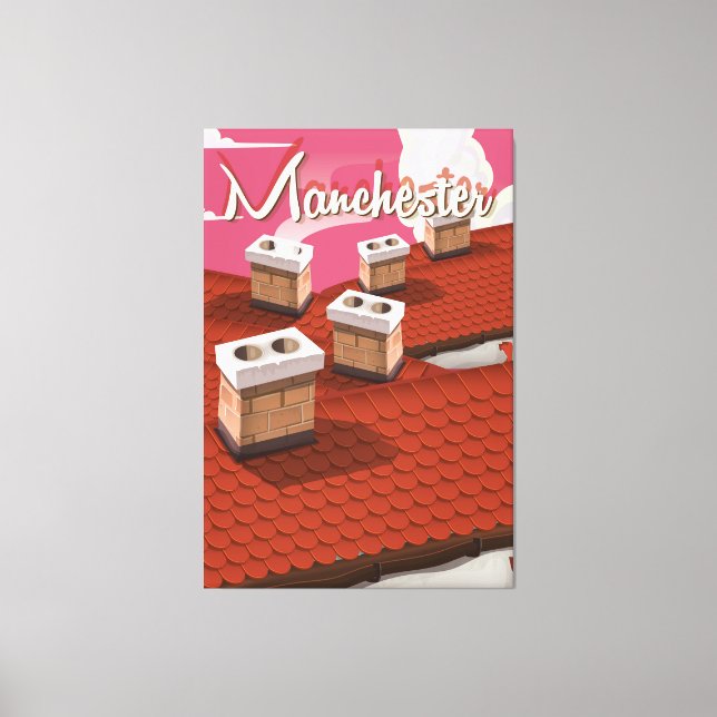 Impressão Em Tela Manchester, Inglaterra, poster de viagens de desen (Frente)