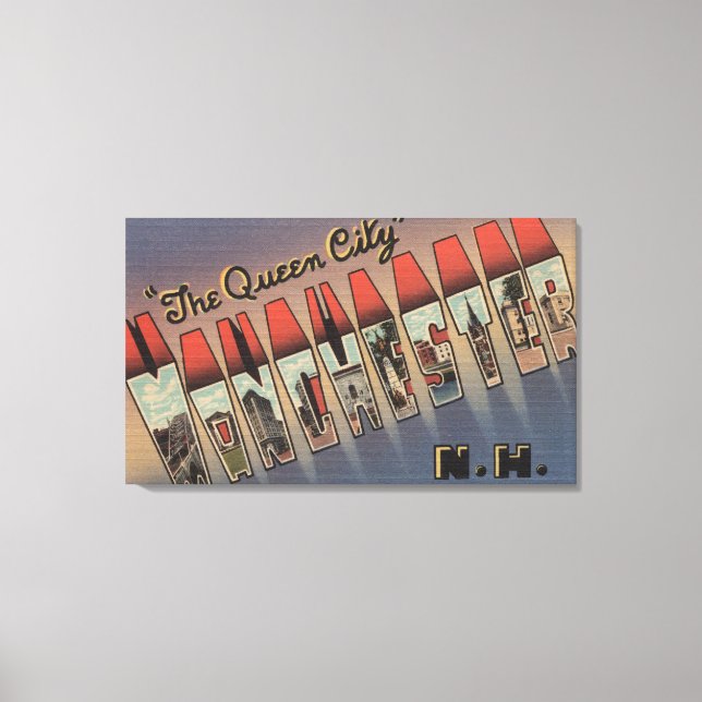 Impressão Em Tela Manchester, New Hampshire - Grandes Cenas com Letr (Frente)