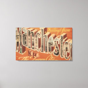 Impressão Em Tela Manchester, New Hampshire - Letra Grande