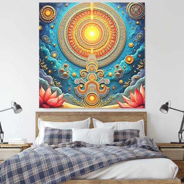 Impressão Em Tela Mandala Art Espiritual (Insitu(Quarto))
