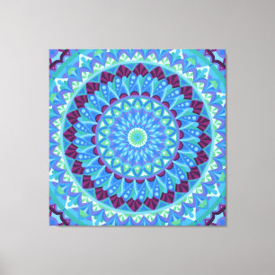 Impressão Em Tela Mandala Azul Boho Sonhos da Meia-Noite 