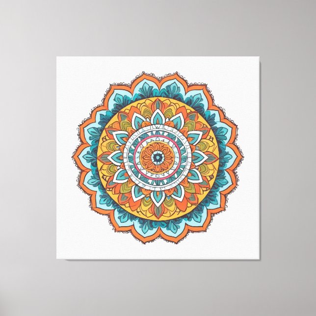 Impressão Em Tela mandala de várias cores (Frente)