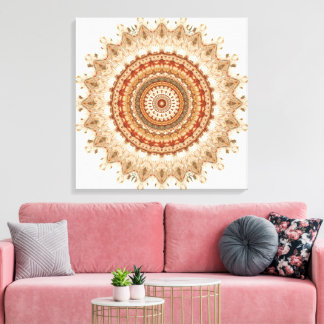 Impressão Em Tela Mandalá Dourado – Arte de Parede de Geometria Espi