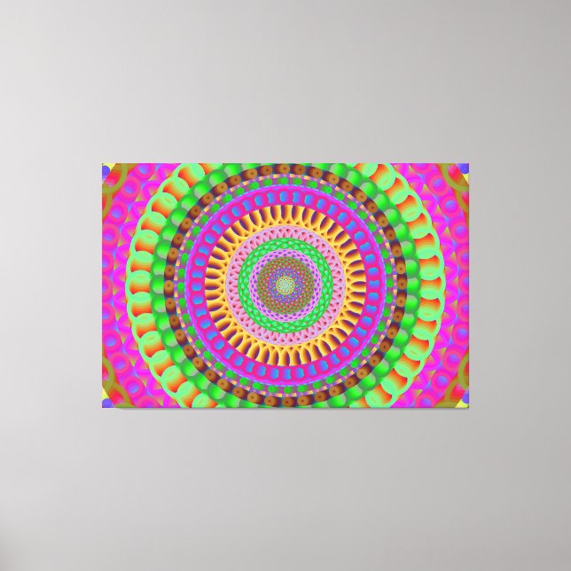 Impressão Em Tela Mandala Neon Twist - Tela Esticada (Frente)