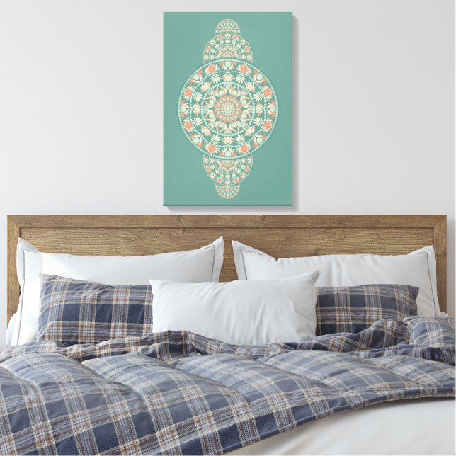 Impressão Em Tela Mandala Ortográfica Personalizada e Areia (Insitu(Quarto))