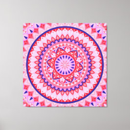 Impressão Em Tela Mandala Rosa Boho Vibrante Padrão Geométrico do Am