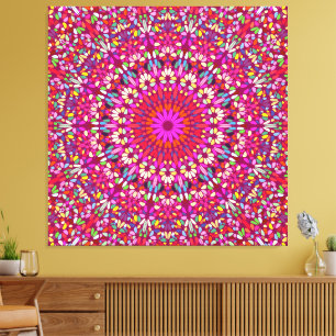 Impressão Em Tela Mandala Rosa Quente – Radiância em Tela Premium En