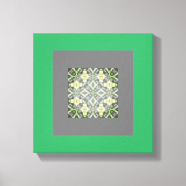 Impressão Em Tela Mandela Abstrato original verde e cinza (Frente)