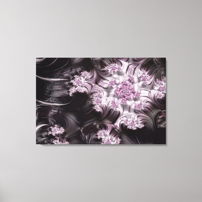 Impressão Em Tela Mandelbrot define a arte digital frontal rosa e pr (Frente)