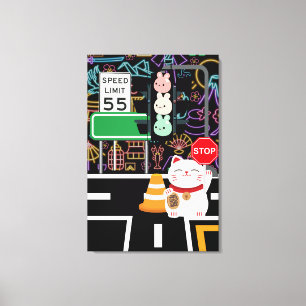 Impressão Em Tela Maneki Neko Bunny Rabbit Wagashi Trabalho de arte 