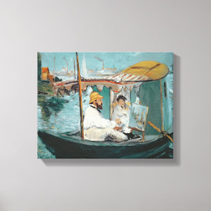 Impressão Em Tela Manet Monet em seu estúdio de flutuação, 1874