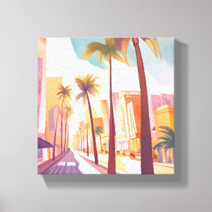 Impressão Em Tela Manhã de Miami   Pintura em Aquarela de South Beac