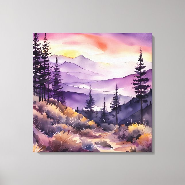 Impressão Em Tela Manhã Mist Smokey Mounts Watercolor (Frente)