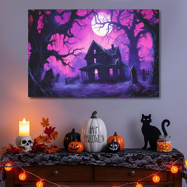 Impressão em Tela Mansão Assombrada de Halloween S