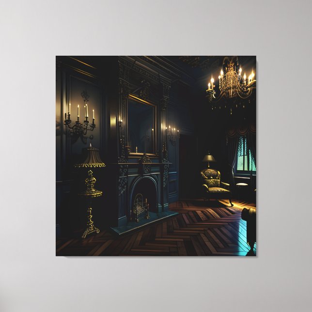 Impressão Em Tela Mansão Dentro gótica 4 (Frente)