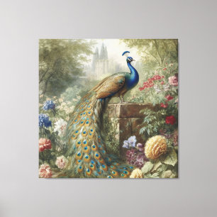 Impressão Em Tela Mansão Pastoral do Pavão Arte de Paisagem Romântic