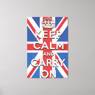 Impressão Em Tela Mantenha a Calma e Continue Bandeira Britânica