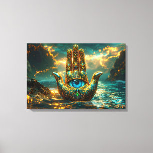 IMPRESSÃO EM TELA MÃO DE HAMSA – MÃO DE FÁTIMA – ZEN BUDISMO