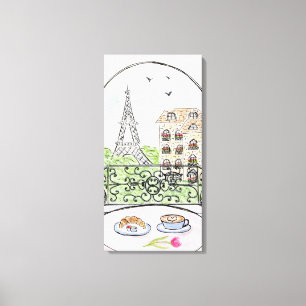 Impressão Em Tela Mão pintada Whimsical Paris Eiffel Tower À DIREITA