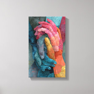 Impressão Em Tela Mãos Entrelaçadas Suporte de Mosaico Quebrado