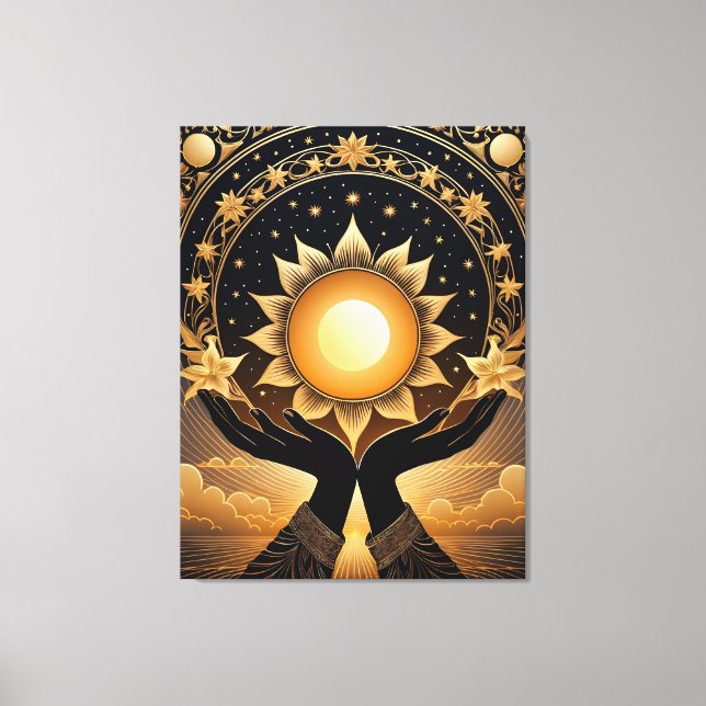 Impressão Em Tela mãos tartas com um sol mágico (Frente)