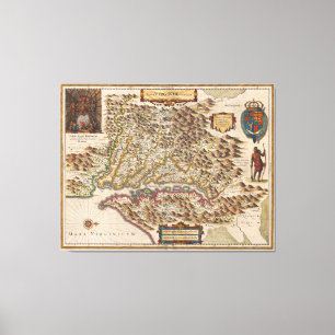 Impressão Em Tela Mapa 1630 de Virginiae Tabula Henricus Hondius da