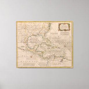 Impressão Em Tela Mapa 1720 das Índias Ocidentais por Emanuel Bowen