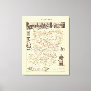 Impressão Em Tela Mapa 1858 do Departamento de Mayenne, Poster da Fr