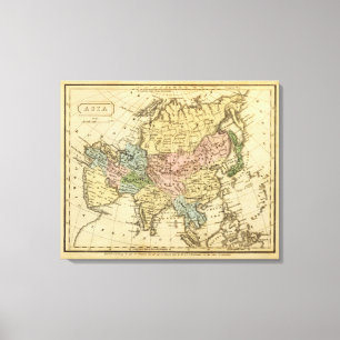 Impressão Em Tela Mapa 2 do atlas colorido da mão de Ásia