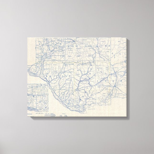 Impressão Em Tela Mapa 6 da Bicicleta de Wisconsin (Frente)