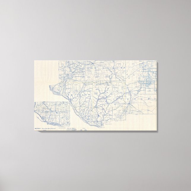 Impressão Em Tela Mapa 6 da Bicicleta de Wisconsin (Frente)