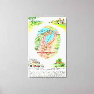 Impressão Em Tela Mapa Aéreo do Condado de Clara de Papais noeis com