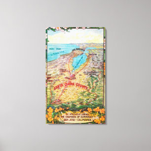 Impressão Em Tela Mapa Aéreo do Condado de Clara, Papais noeis