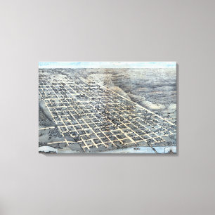 Impressão Em Tela Mapa aério antigo da cidade de Austin, Texas de 18