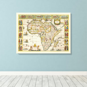 Impressão Em Tela Mapa Antigo da África por Hondius e Jansson