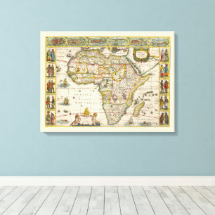 Impressão Em Tela Mapa Antigo da África por Hondius e Jansson