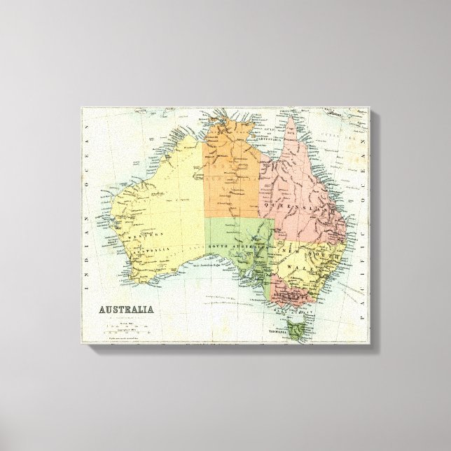 Impressão Em Tela Mapa antigo da Austrália (Frente)