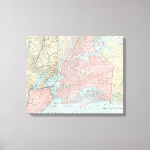 Impressão Em Tela Mapa antigo da Nova Iorque