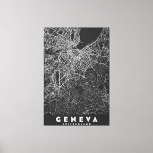 Impressão Em Tela Mapa Antigo de Genebra Suíça