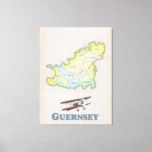 Impressão Em Tela Mapa antigo de Guernsey