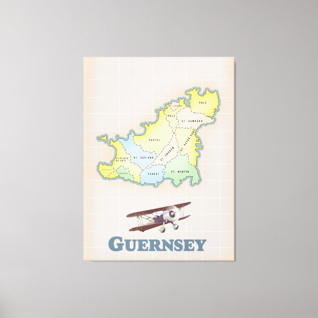 Impressão Em Tela Mapa antigo de Guernsey (Frente)